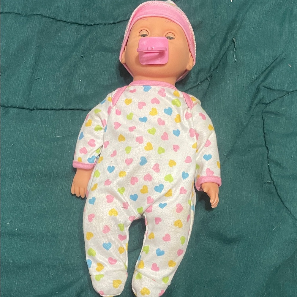 10/$10 Heart Patterned Baby Doll with Pacifier